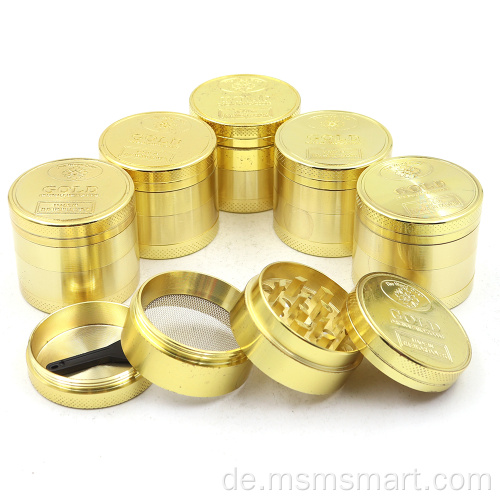 50 mm vierlagiges supergoldenes billiges Grinder-Rauchzubehör